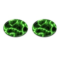 Lightning Electricity Pattern Green Cufflinks (oval) by anzea