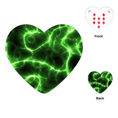 Lightning Electricity Pattern Green Playing Cards Single Design (heart)