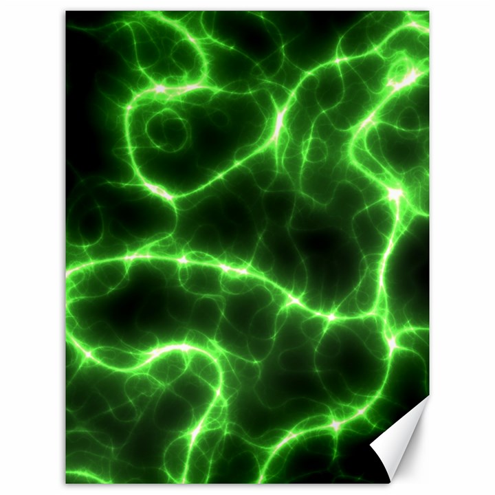 Lightning Electricity Pattern Green Canvas 12  x 16 