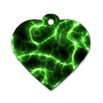 Lightning Electricity Pattern Green Dog Tag Heart (One Side) Front