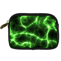 Lightning Electricity Pattern Green Digital Camera Leather Case by anzea