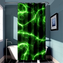 Lightning Electricity Pattern Green Shower Curtain 36  X 72  (stall) 