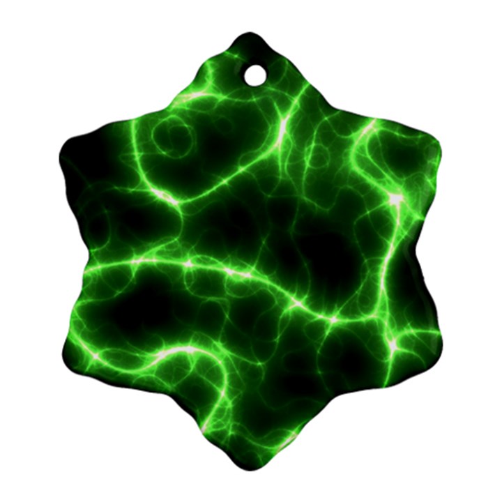 Lightning Electricity Pattern Green Ornament (Snowflake)