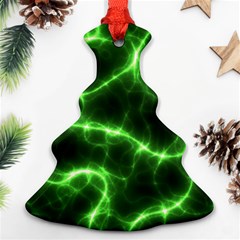 Lightning Electricity Pattern Green Christmas Tree Ornament (two Sides)