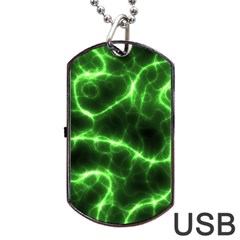 Lightning Electricity Pattern Green Dog Tag Usb Flash (two Sides) by anzea