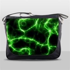 Lightning Electricity Pattern Green Messenger Bag by anzea