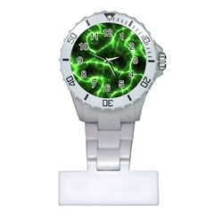 Lightning Electricity Pattern Green Plastic Nurses Watch by anzea