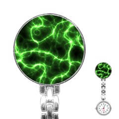 Lightning Electricity Pattern Green Stainless Steel Nurses Watch by anzea