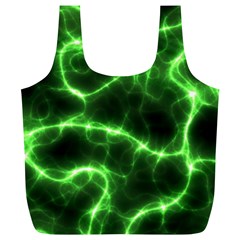 Lightning Electricity Pattern Green Full Print Recycle Bag (xl) by anzea