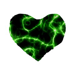 Lightning Electricity Pattern Green Standard 16  Premium Flano Heart Shape Cushions by anzea