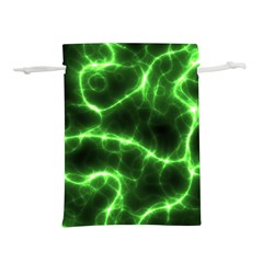 Lightning Electricity Pattern Green Lightweight Drawstring Pouch (l)