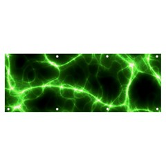 Lightning Electricity Pattern Green Banner And Sign 8  X 3  by anzea