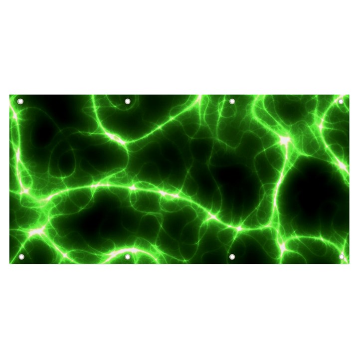 Lightning Electricity Pattern Green Banner and Sign 8  x 4 