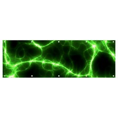 Lightning Electricity Pattern Green Banner And Sign 12  X 4  by anzea