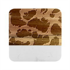 Lightning Electricity Pattern Green Marble Wood Coaster (square)