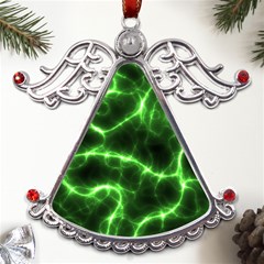 Lightning Electricity Pattern Green Metal Angel With Crystal Ornament by anzea