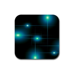 Light Shining Lighting Blue Night Rubber Square Coaster (4 Pack) by anzea