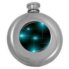 Light Shining Lighting Blue Night Round Hip Flask (5 Oz) by anzea