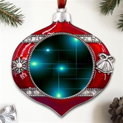 Light Shining Lighting Blue Night Metal Snowflake And Bell Red Ornament