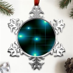 Light Shining Lighting Blue Night Metal Small Snowflake Ornament by anzea