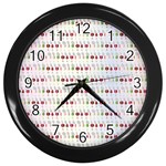 Wine Glass Pattern Wall Clock (Black) Front