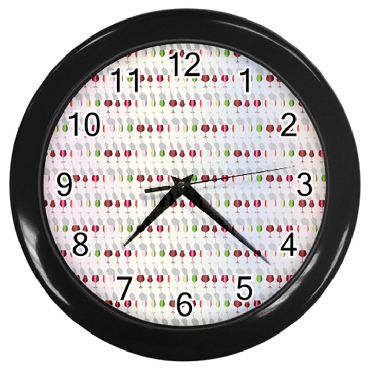 Wine Glass Pattern Wall Clock (Black)