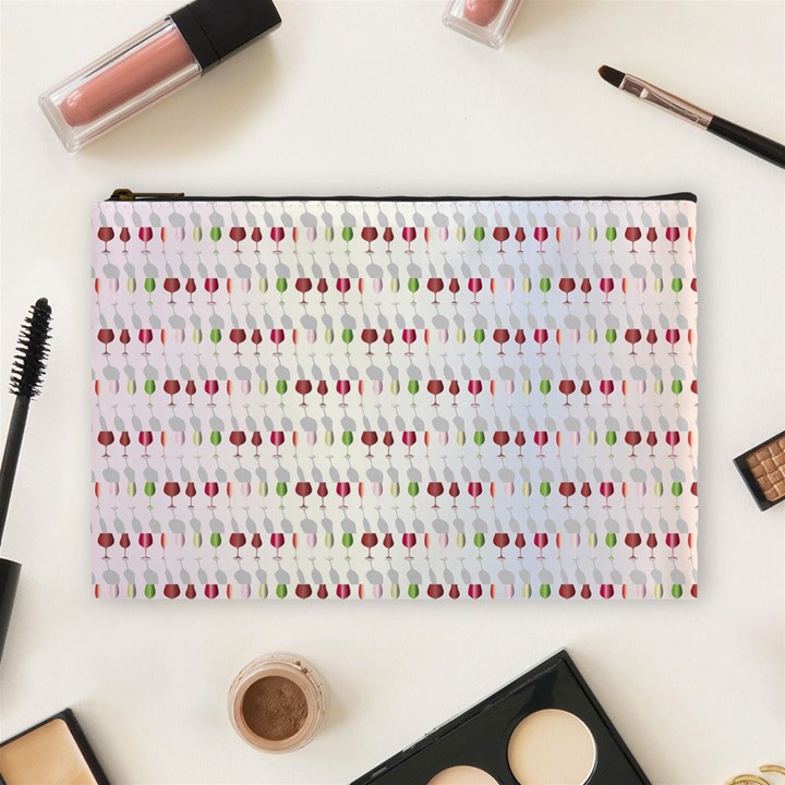 Wine Glass Pattern Cosmetic Bag (Large)