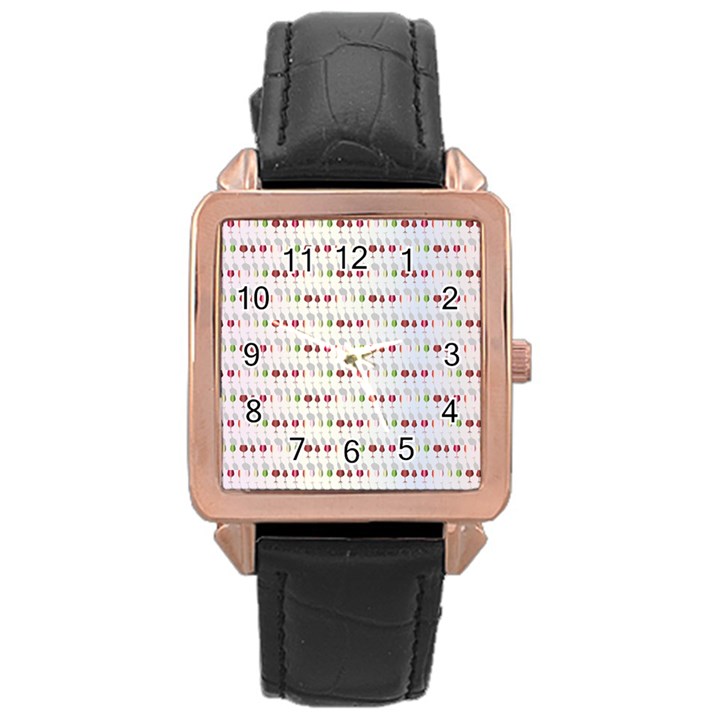 Wine Glass Pattern Rose Gold Leather Watch 