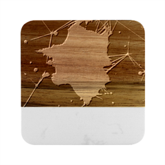 Network Technology Connection Marble Wood Coaster (square)