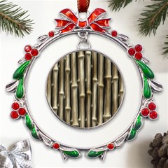 Bamboo Grass Metal X mas Wreath Ribbon Ornament