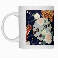 Japanese Wave Koi Illustration Pattern White Mug by Ndabl3x