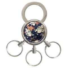 Japanese Wave Koi Illustration Pattern 3-ring Key Chain by Ndabl3x