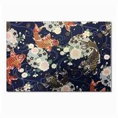 Japanese Wave Koi Illustration Pattern Postcards 5  X 7  (pkg Of 10) by Ndabl3x