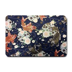 Japanese Wave Koi Illustration Pattern Small Doormat by Ndabl3x