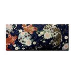 Japanese Wave Koi Illustration Pattern Hand Towel Front