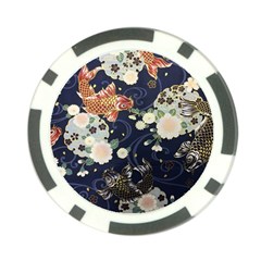 Japanese Wave Koi Illustration Pattern Poker Chip Card Guard (10 Pack) by Ndabl3x