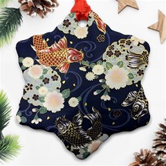 Japanese Wave Koi Illustration Pattern Ornament (snowflake)