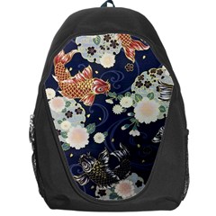 Japanese Wave Koi Illustration Pattern Backpack Bag by Ndabl3x