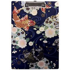 Japanese Wave Koi Illustration Pattern A4 Acrylic Clipboard by Ndabl3x