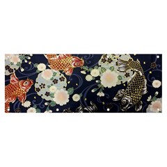 Japanese Wave Koi Illustration Pattern Banner And Sign 8  X 3  by Ndabl3x