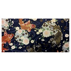 Japanese Wave Koi Illustration Pattern Banner And Sign 8  X 4  by Ndabl3x