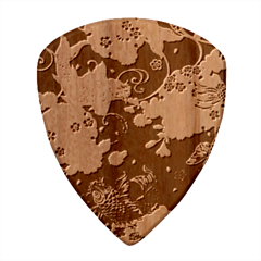 Japanese Wave Koi Illustration Pattern Wood Guitar Pick (set Of 10) by Ndabl3x