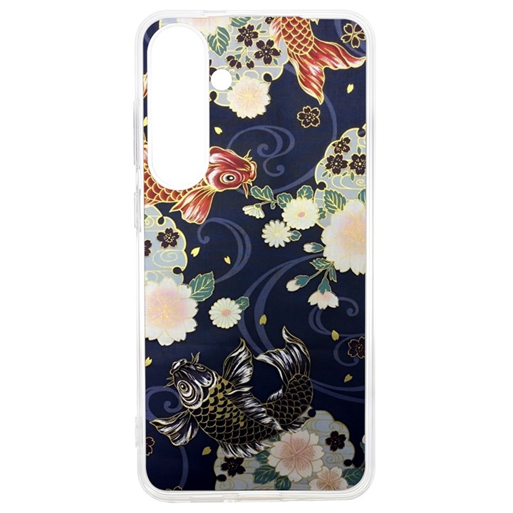 Japanese Wave Koi Illustration Pattern Samsung Galaxy S24 Ultra 6.9 Inch TPU UV Case