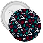 Holiday Season Pattern December Happy Holidays Merry Christmas Winter Family Festive New Year 3  Buttons Front