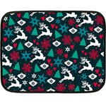 Holiday Season Pattern December Happy Holidays Merry Christmas Winter Family Festive New Year Two Sides Fleece Blanket (Mini) 35 x27  Blanket Back