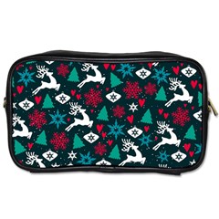 Holiday Season Pattern December Happy Holidays Merry Christmas Winter Family Festive New Year Toiletries Bag (two Sides) by Maspions