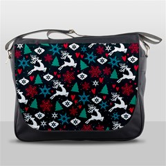 Holiday Season Pattern December Happy Holidays Merry Christmas Winter Family Festive New Year Messenger Bag by Maspions