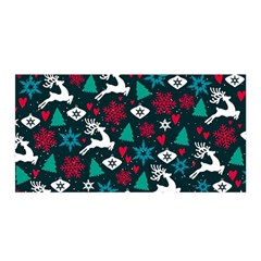 Holiday Season Pattern December Happy Holidays Merry Christmas Winter Family Festive New Year Satin Wrap 35  X 70  by Maspions