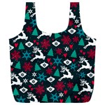 Holiday Season Pattern December Happy Holidays Merry Christmas Winter Family Festive New Year Full Print Recycle Bag (XXL) Back