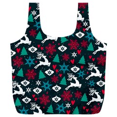 Holiday Season Pattern December Happy Holidays Merry Christmas Winter Family Festive New Year Full Print Recycle Bag (xxxl) by Maspions